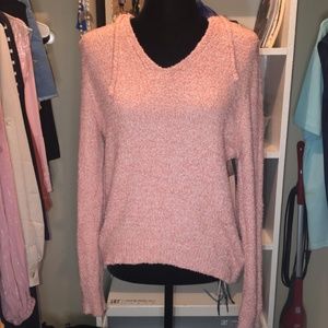 Crave Fame Juniors Marled Fuzzy Pullover Hoodie Pink